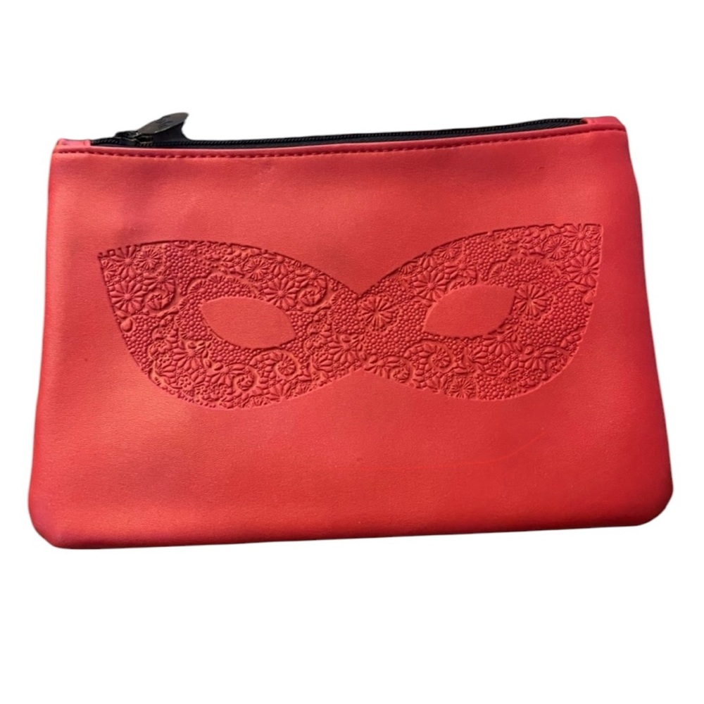 Ipsy Makeup Bag "Floral Embossed Mask" with Black Zipper and Black Interior